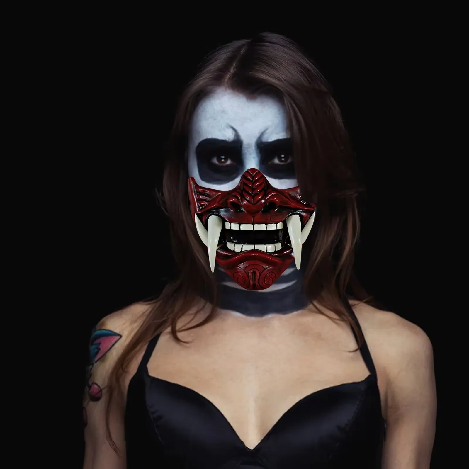 Halloween Japanese Samurai Ghost Devil Mask Halloween Devil Warrior Role Playing Horror Devil Warrior Prajna Killer Thick Mask - Image 4