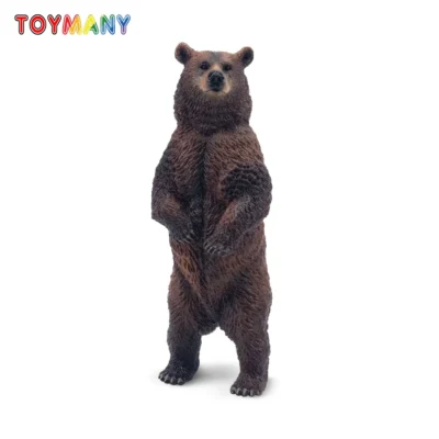 Toymany Simulation Standing Brown Bear Wildlife Animal Model Toy Mini Figures Dolls Action Figurines Toys for Children Gift