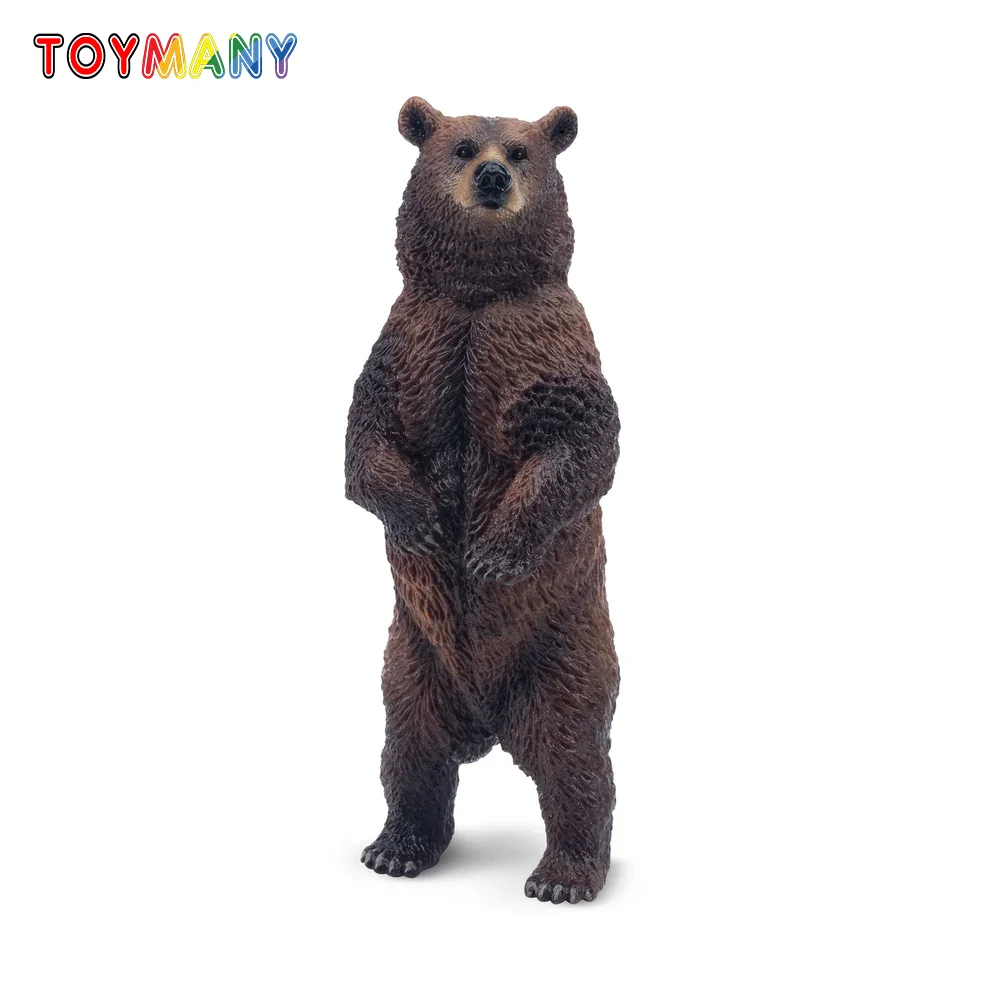 Toymany Simulation Standing Brown Bear Wildlife Animal Model Toy Mini Figures Dolls Action Figurines Toys for Children Gift