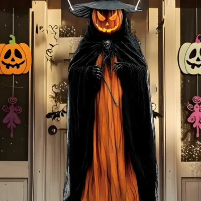 2D Halloween Horror Evil Pumpkin Man hanging Background Cloth Halloween Terror Atmosphere Indoor and Outdoor Decoration Supplies