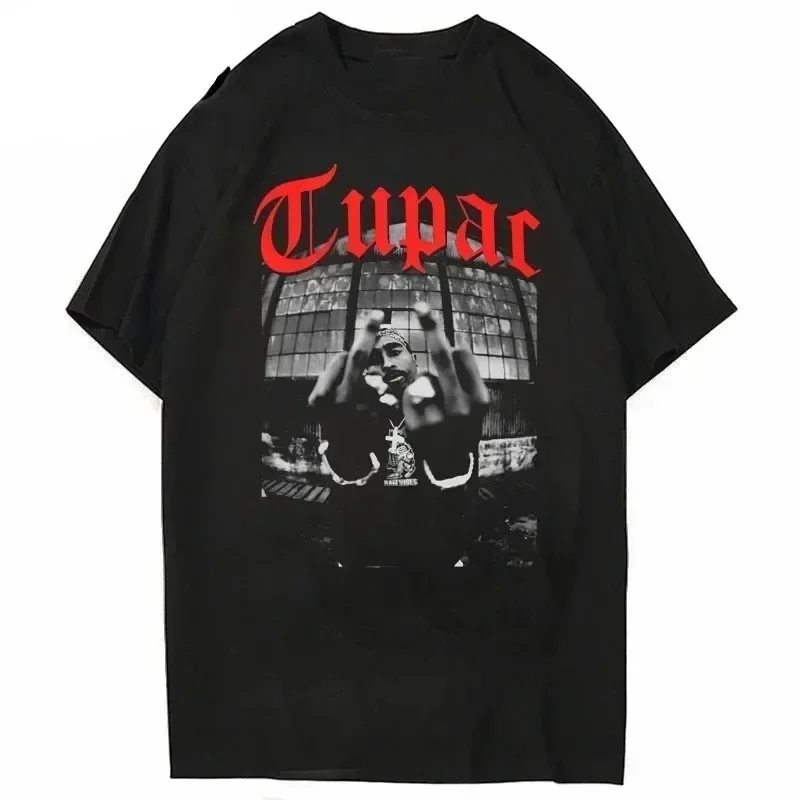 Women T-shirt Rapper Tupac Tops Hip Hop Streetwear Graphic T Shirts Oversized Short Sleeves Tee Men T Shirt - Image 4