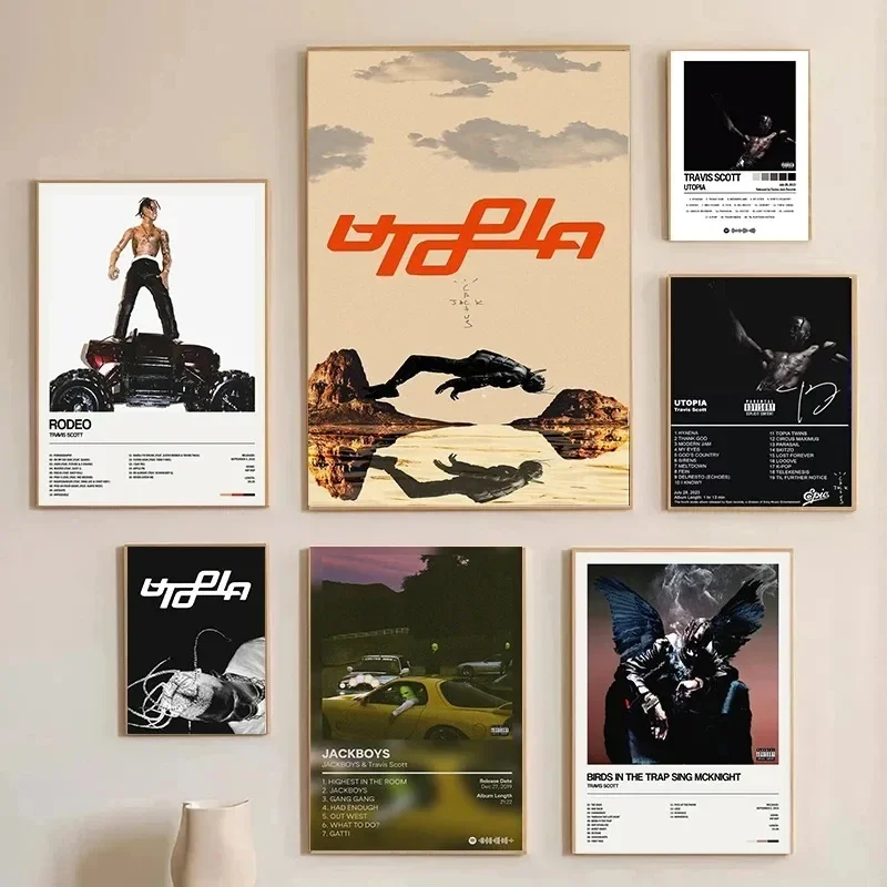 Hip Hop Singer Star Travis Scott Canvas Painting Utopia Album Cover Poster Prints Wall Picture Bedroom Club Home Decor Fan Gifts