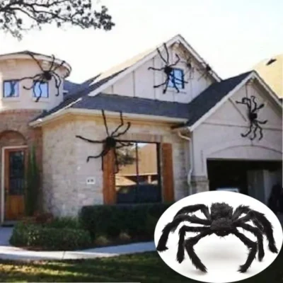 30cm/50cm/75cm/90cm/125cm/150cm/200cm Horror Halloween Giant Black Spider Decoration Haunted House Party Props Halloween Decor