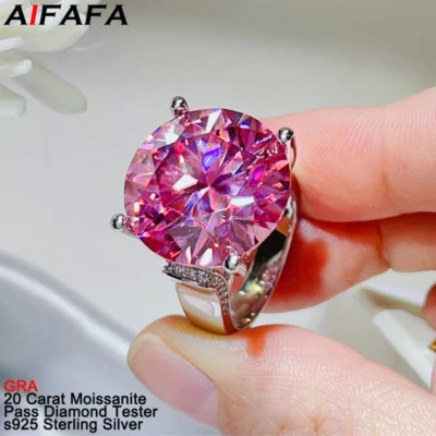 20 Carat Pink Sapphire Real Moissanite Lab Diamond Rings for Women Men Luxury s925 Silver Big Moissanita Fine Jewelry GRA