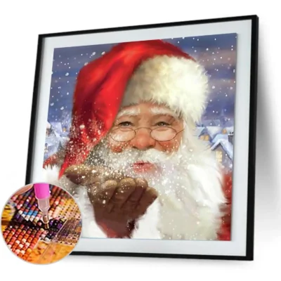 DIY 5D Mosaic Full Drill Round Shape Diamond Santa Claus Resin Picture Kit Rhinestone Drawing Home Decor Art Craft