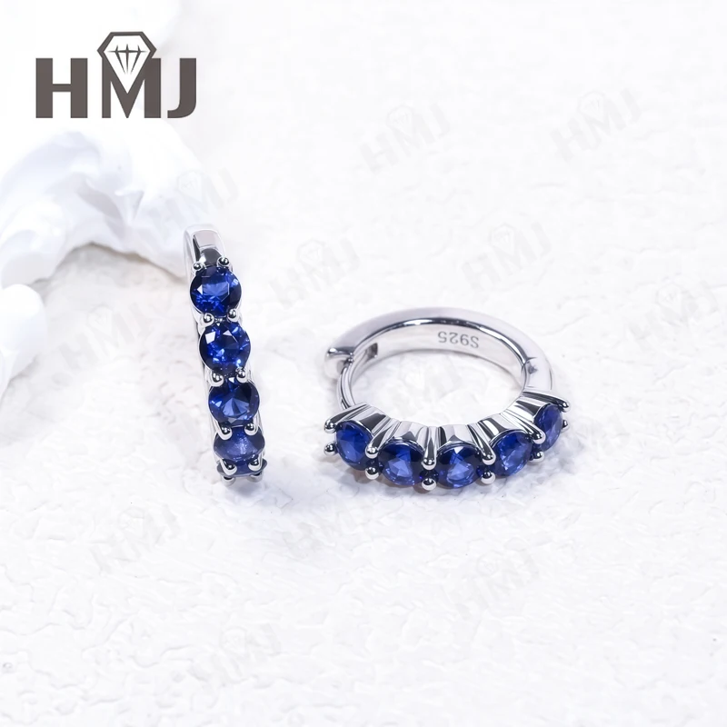 Pave Hoop Earrings Moissanite Ruby Sapphire Emerald 925 Silver Birthday Gift Fashion Puncture Jewelry Accessories Hypoallergenic