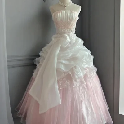 Birthday party coming-of-age ceremony pink wedding style puffy dress