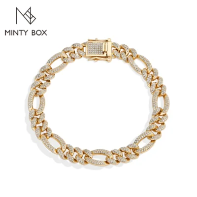 MINTYBOX 18k Gold Plated Cuba Chain Moissanite Bracelets for Women S925 Silver Lab Diamond Bracelet Luxury Men Jewelry Chritmas