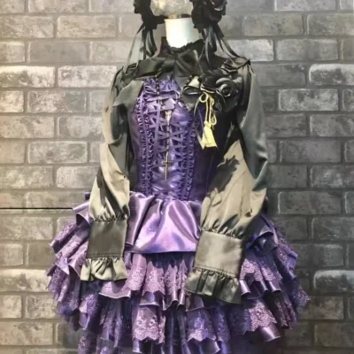 Japanese Style Lolita Sleeveless Lace Cake Dress Ladies Spring and Autumn New Gothic Pure Color Strapless Short Dresses Women