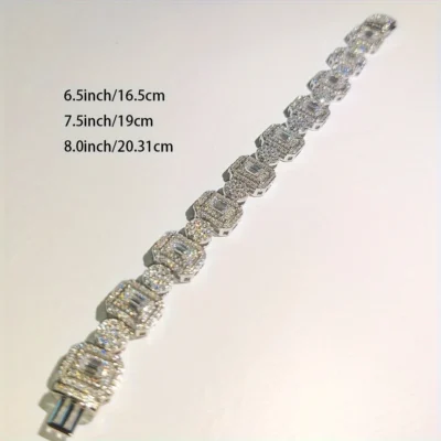 1pc S925 Silver Bracelet Inlaid with Approximately 5 Carats of Moissanite, Street Style, Hip-hop Style, Gorgeous and Charming,