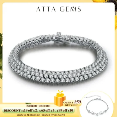 ATTAGEMS D Color Round Cut 2.5mm Moissanite Bracelet for Women Man White Gold Plated 925 Silver Pass Diamond Tester Bracelets