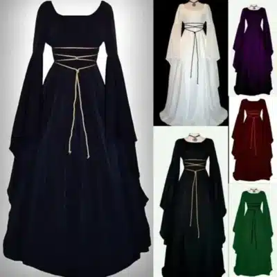 Women Fashion Vintage Style Women Medieval Gothic Dress Floor Length Women Cosplay Dress Retro Long Gown Dress