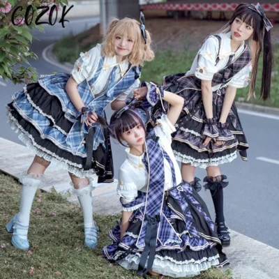 Sweet Jirai Kei Clothes Lolita Dress New Princess JK Short Sleeve Big Bow Party Singing Dresses Set Women