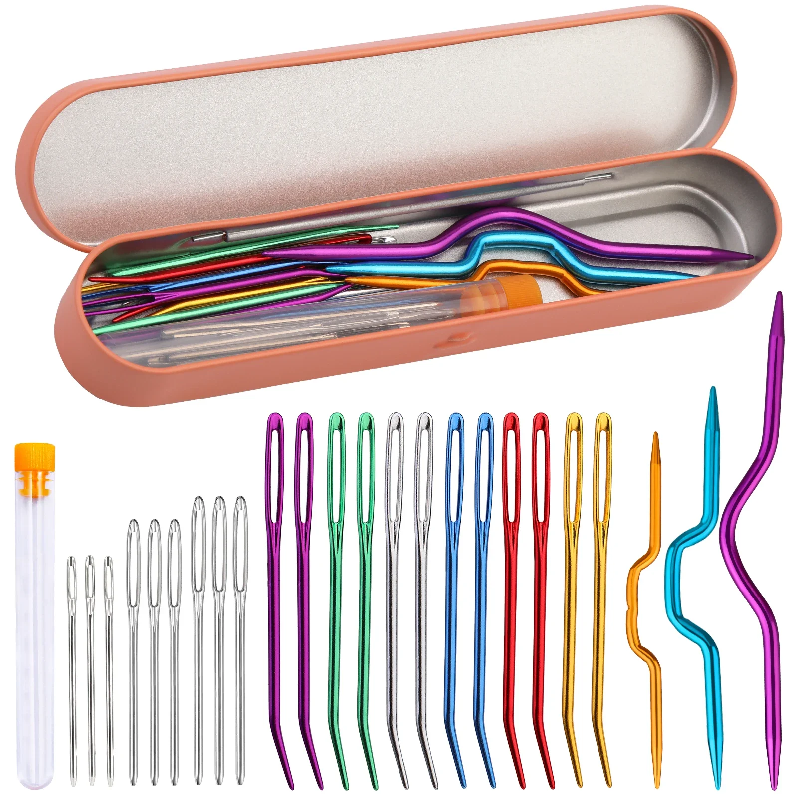 IMZAY Professional Crochet Knitting Set with Large-Eye Blunt Needle Darning Needle Storage Box Yarn Needle Tapestry Needles Kit