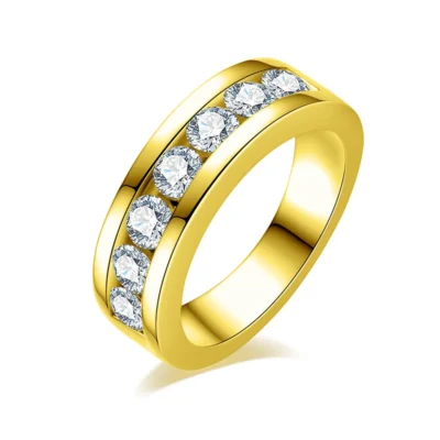 4mm All Moissanite Engagement Man Rings 925 Sterling Silver Plated Lab Created Diamond Wedding Band