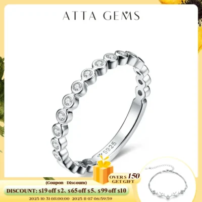 ATTAGEMS D VVS1 Color Moissanite Ring for Women Man Real 925 Sterling Silver Diamond Test Pass Engagement Wedding Band Jewelry