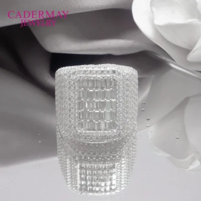 Hiphop Jewelry D VVS Moissanite Square Ring Custom Iced Out Baguette Cut 925 Silver Index Finger Ring Men