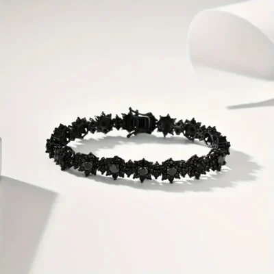 925 Silver Black Moissanite Hip Hop Fashion Bracelet, For Men And Women Gift, Valentine's Day Gifts
