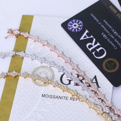 Advanced Moissanite 925 Silver Bracelet Hip Hop Tennis Bracelet Sparkling Diamond VVS1 Festival Gift GRA Certificate