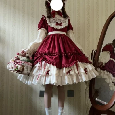 New Christmas suit cute puffy dress with sleeves