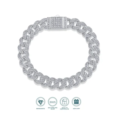 JIUZUAN D color moissanite tennis bracelet men women unisex S925 silver necklace hip hop fashion luxury boutique jewelry